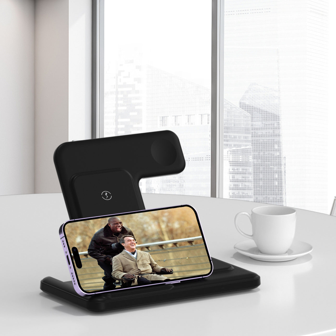 Vertical Bracket Fast Charging Base Three-in-one Wireless Charger