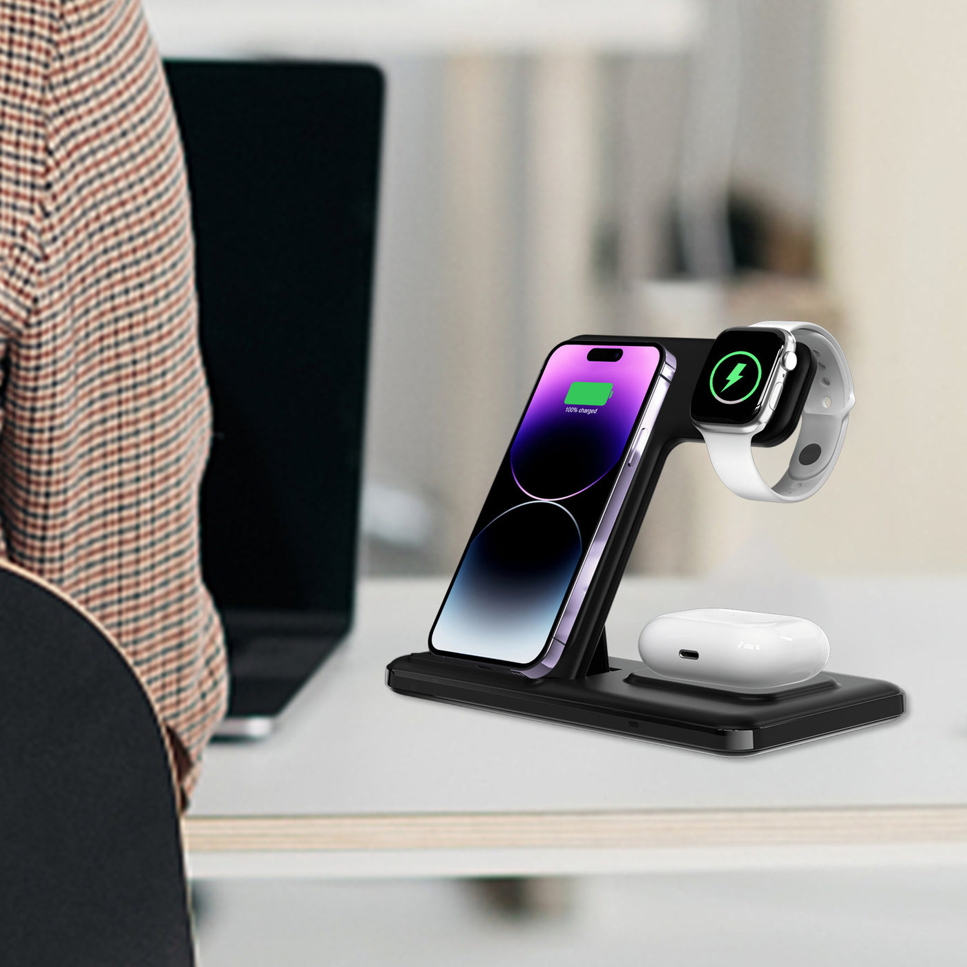 Vertical Bracket Fast Charging Base Three-in-one Wireless Charger